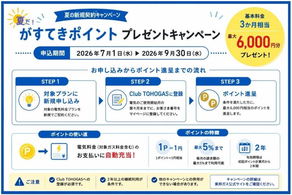 夏だ料金利用専用がすてきポイントプレゼントキャンペーンの概要を説明する画像