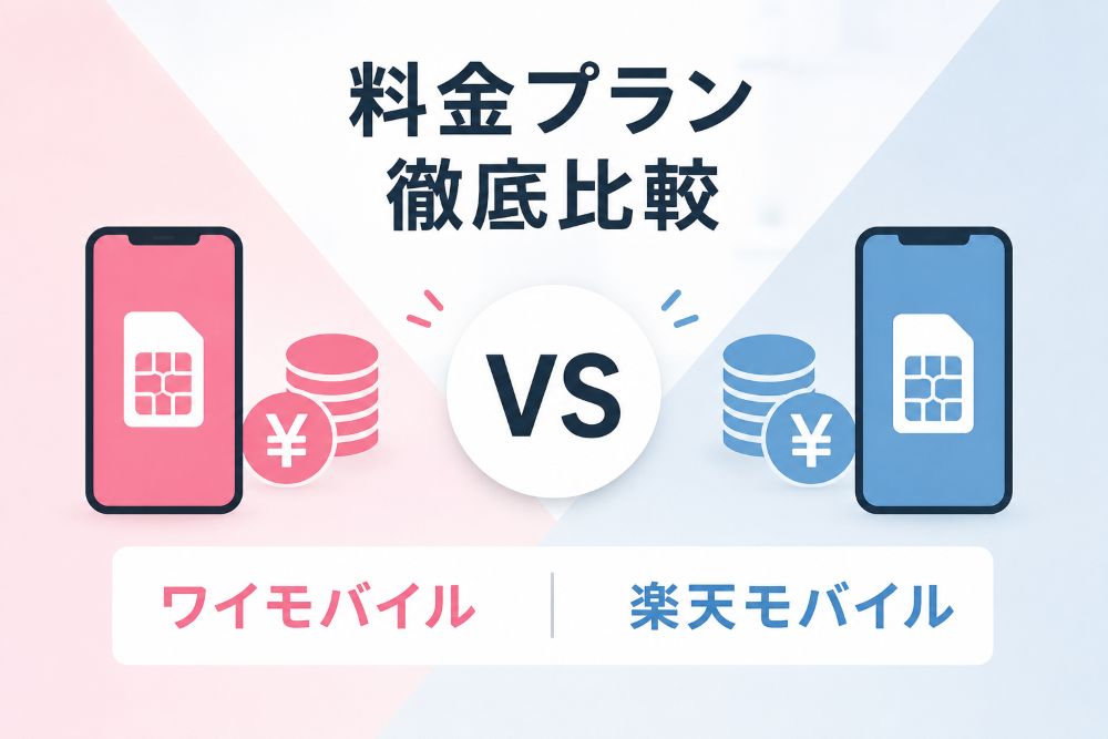 ワイモバイルと楽天モバイルのプランを比較して解説する画像