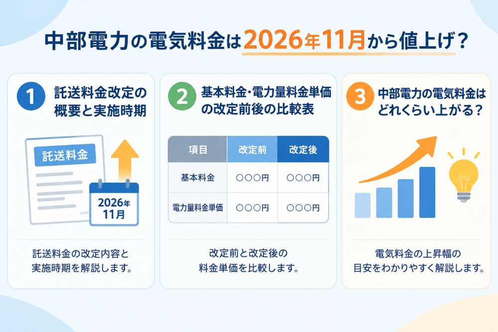 中部電力の電気料金は2026年11月から値上げを解説する画像